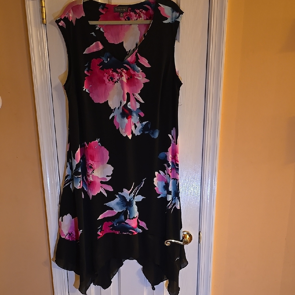 Luxology Black and Pink Asymmetrical Dress